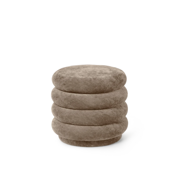 Pouf Round Faded Velvet Beige - fermLIVING