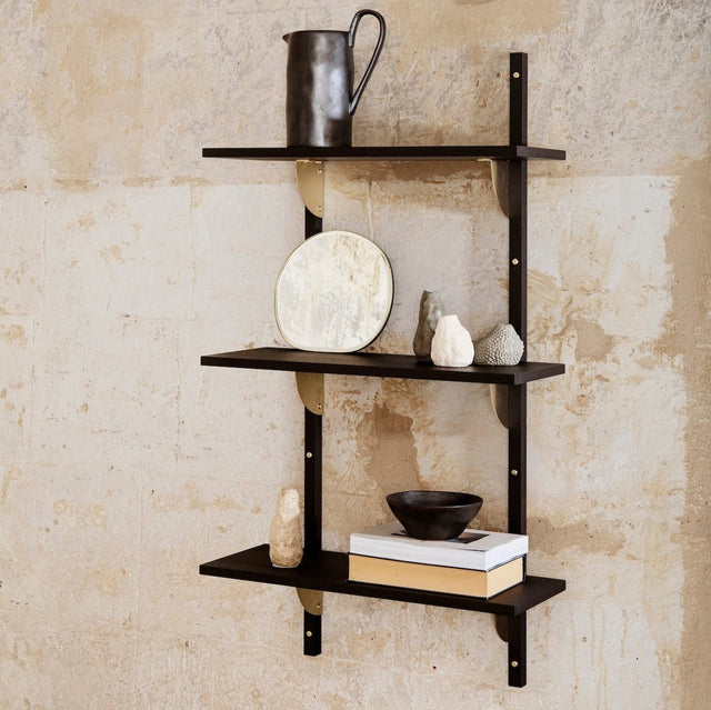 Wandregal Triple Narrow schwarz/messing Sector Shelf- ferm LIVING